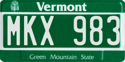VT license plate MKX983