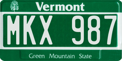 VT license plate MKX987