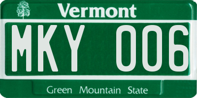 VT license plate MKY006