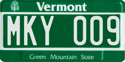 VT license plate MKY009