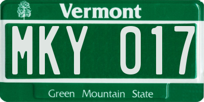 VT license plate MKY017