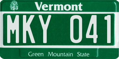 VT license plate MKY041