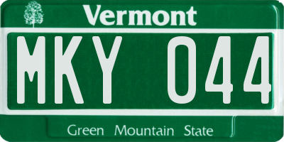 VT license plate MKY044