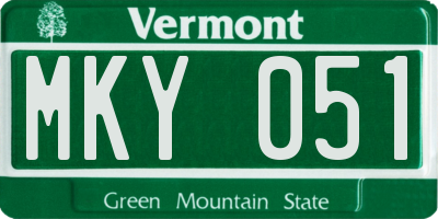 VT license plate MKY051