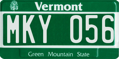 VT license plate MKY056