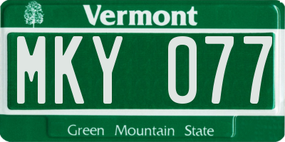 VT license plate MKY077