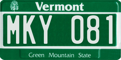 VT license plate MKY081