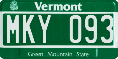 VT license plate MKY093