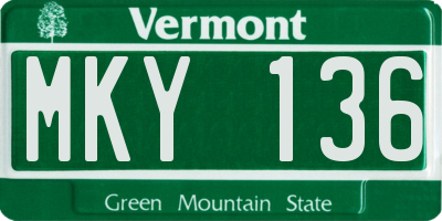 VT license plate MKY136