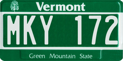 VT license plate MKY172