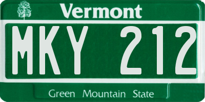VT license plate MKY212