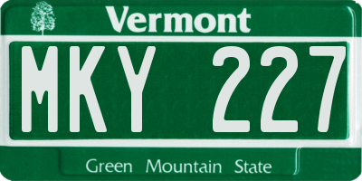 VT license plate MKY227