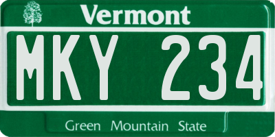 VT license plate MKY234