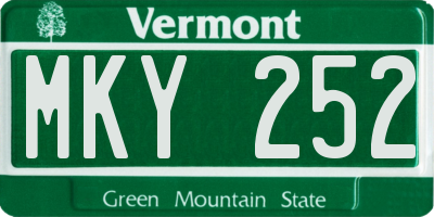VT license plate MKY252