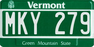 VT license plate MKY279