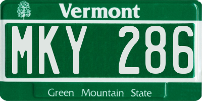 VT license plate MKY286