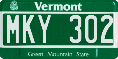 VT license plate MKY302