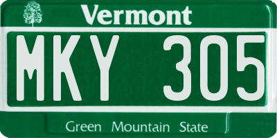VT license plate MKY305