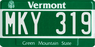 VT license plate MKY319