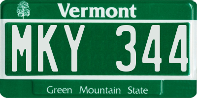 VT license plate MKY344