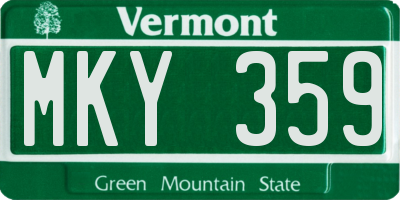 VT license plate MKY359