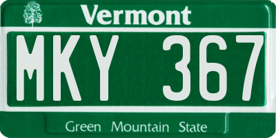 VT license plate MKY367