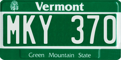 VT license plate MKY370