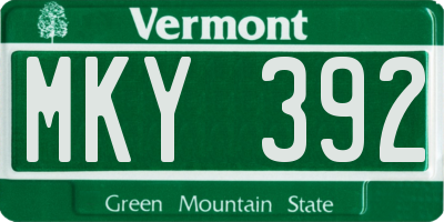 VT license plate MKY392