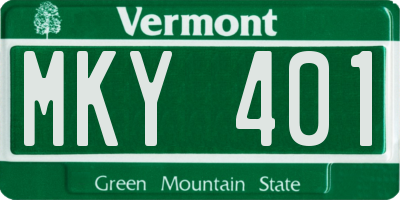 VT license plate MKY401