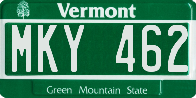 VT license plate MKY462