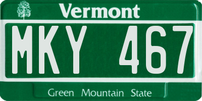 VT license plate MKY467