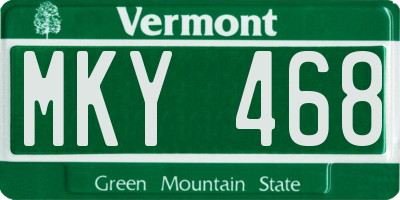 VT license plate MKY468