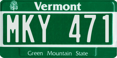 VT license plate MKY471