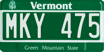 VT license plate MKY475