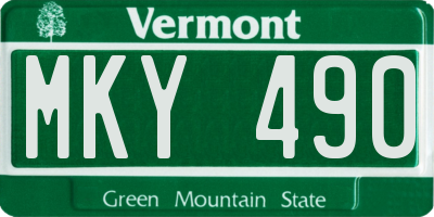 VT license plate MKY490