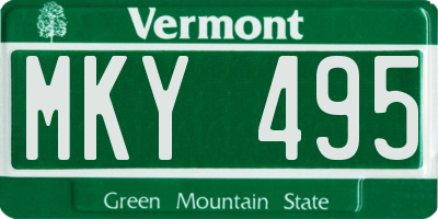 VT license plate MKY495
