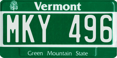 VT license plate MKY496