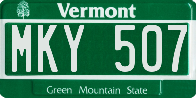 VT license plate MKY507