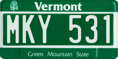 VT license plate MKY531