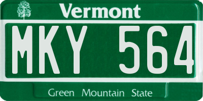 VT license plate MKY564