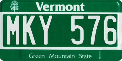 VT license plate MKY576