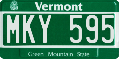 VT license plate MKY595