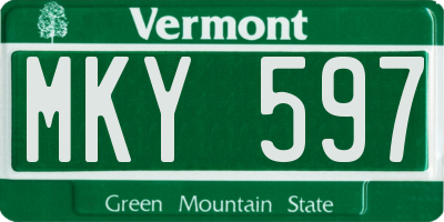 VT license plate MKY597