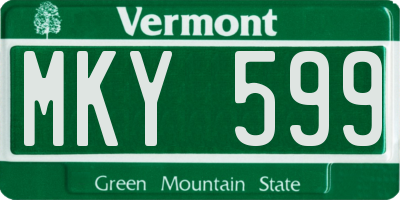 VT license plate MKY599