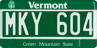 VT license plate MKY604