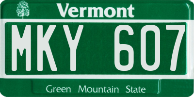 VT license plate MKY607