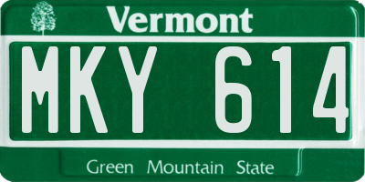 VT license plate MKY614