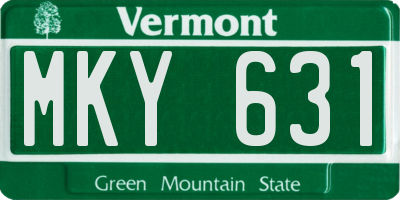 VT license plate MKY631