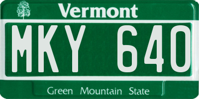VT license plate MKY640