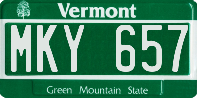 VT license plate MKY657